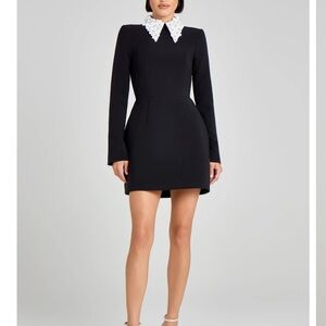 NADINE MERABI Elegant Black Dress with White Collar